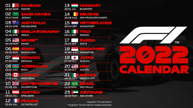 Afspraak Onbevredigend erger maken F1 schedule 2022: Formula 1 announces 23-race calendar for 2022 | Formula 1®