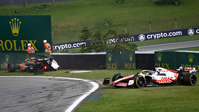 Ricciardo perdeu o terceiro lugar no grid para a largada final da McLaren após contato de Magnussen no GP de São Paulo