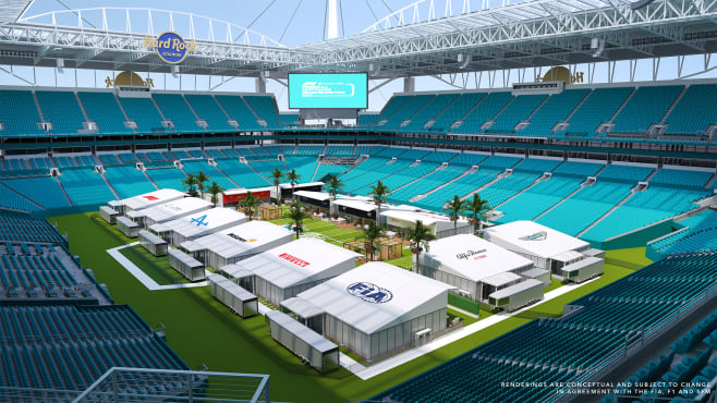 Spectacular First Images: F1 Miami Grand Prix Moving Paddock INSIDE Hard  Rock Stadium